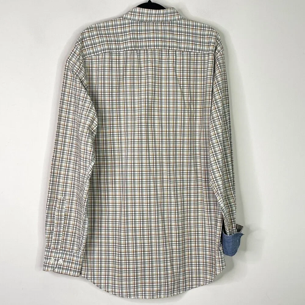 Banana Republic Stretch Slim Fit Soft Wash Plaid Shirt Men's Size Large
